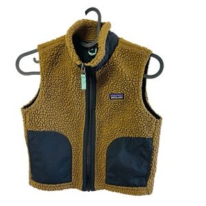 Patagonia Retro-X Kids' Fleece Vest Size XS 5-6 Brown with Black Trim